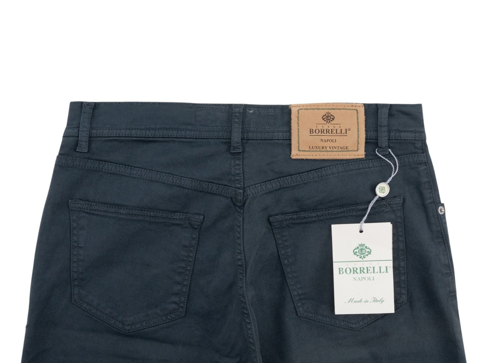 415$ LUIGI BORRELLI NAPOLI Blue Denim Jeans Pant Twill Cotton 33 US / 49 EU