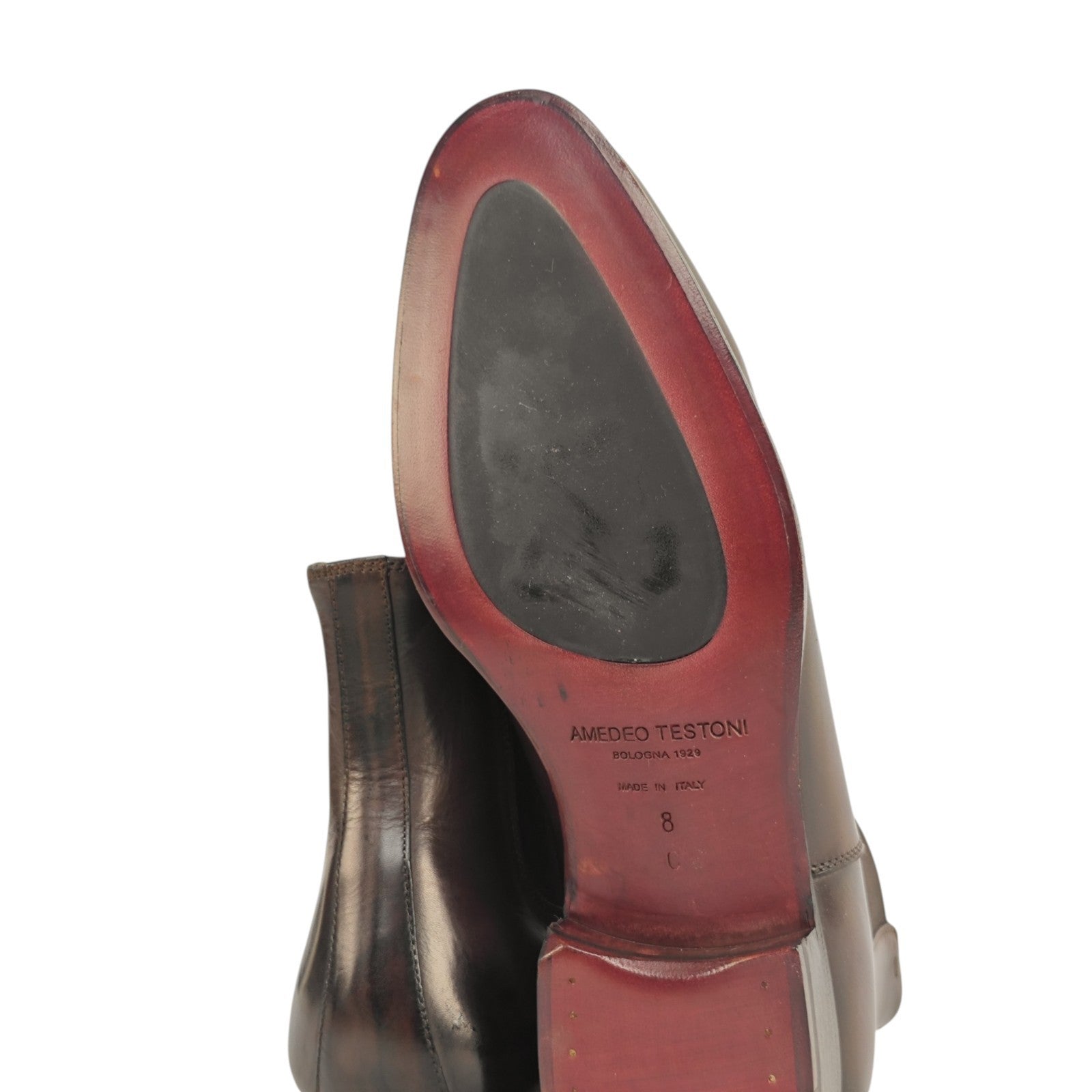 1450$ TESTONI "Positano" Brown Chelsea Boot Shoes Antiqued Calf 8 UK 9 US  42 IT