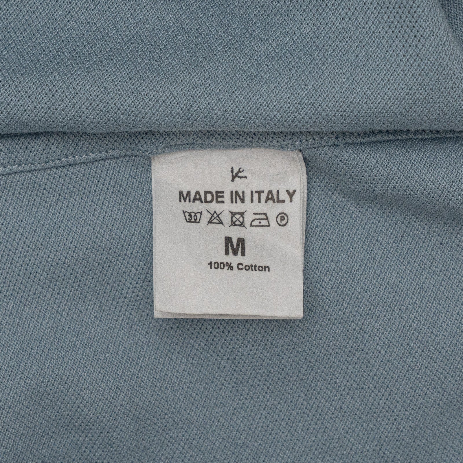 575$ ISAIA NAPOLI Garment Dyed Cotton Piquet Short Sleeve Polo Light Blue Size M