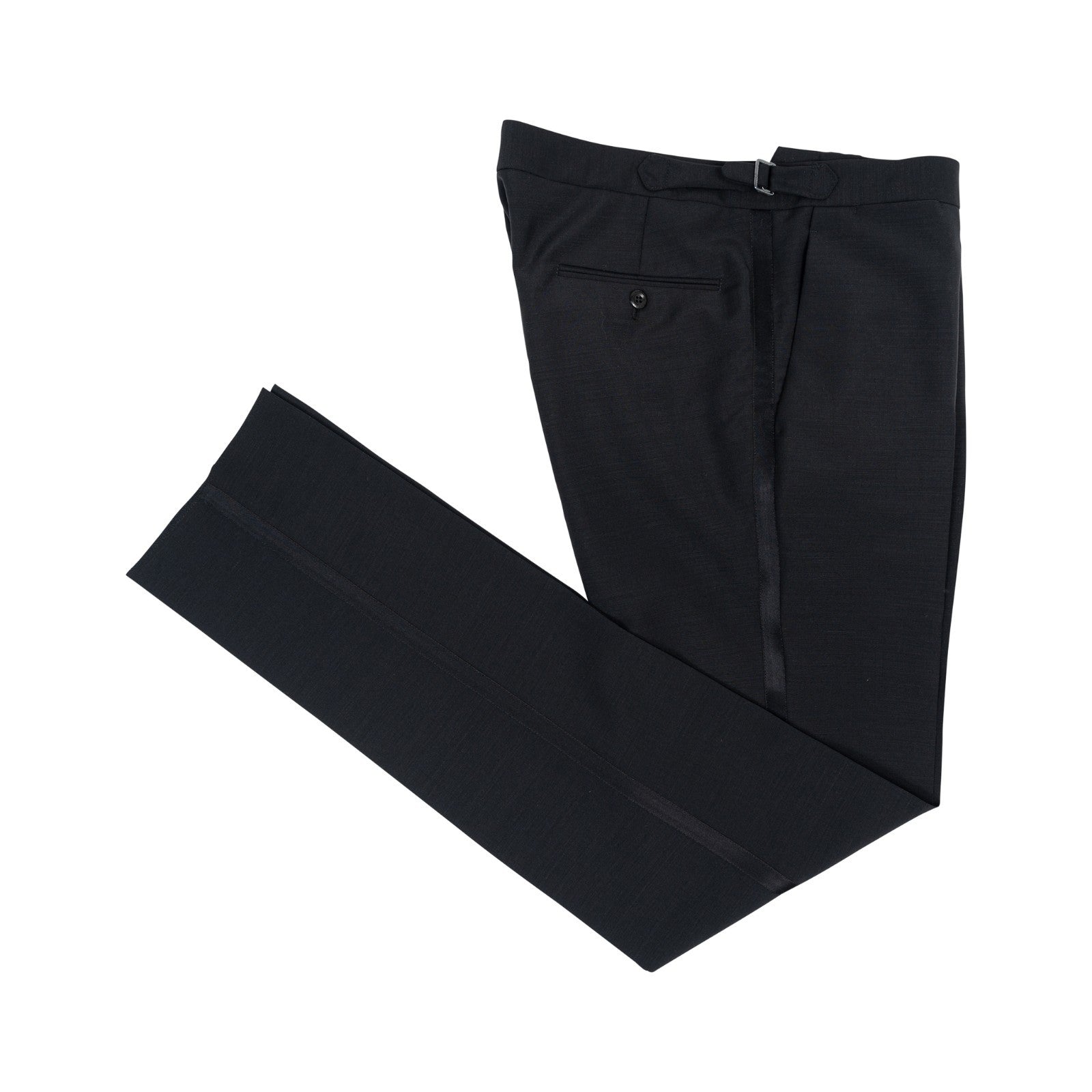 670$ RUBINACCI NAPOLI "Luca" Black Tuxedo Pant Wool Mohair 36 US / 52 EU