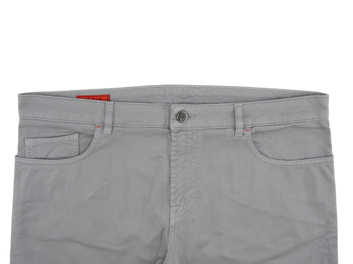 690$ ISAIA NAPOLI Gray 5 Pockets Jeans Pant Denim Cotton Regular 40 US / 56 EU