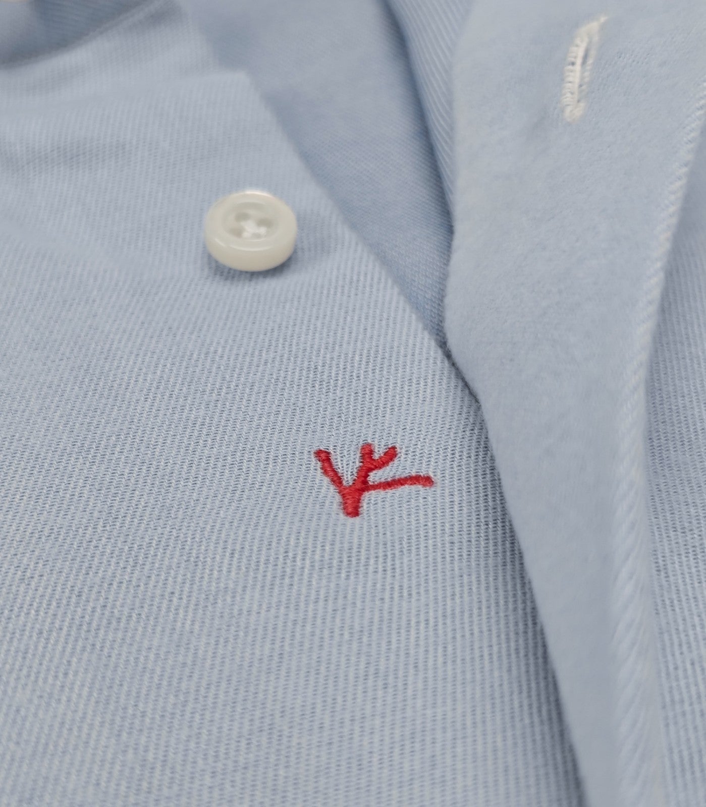 815$ ISAIA "Mix" Dress Shirt Light Blue Solid Flannel Cotton - Silk 15 - 38