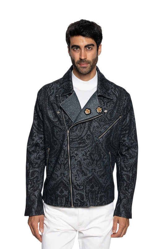 2000$ ITALO FERRETTI Jacket "BROOCH" Damask 100% Cotton  40 US / 50 EU ZILLI