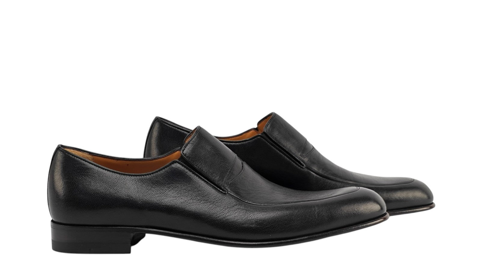 1300$ TESTONI BOLOGNESE CONSTRUCTION Black SlipOn Shoes Calf 8 UK / 9 US / 42 IT