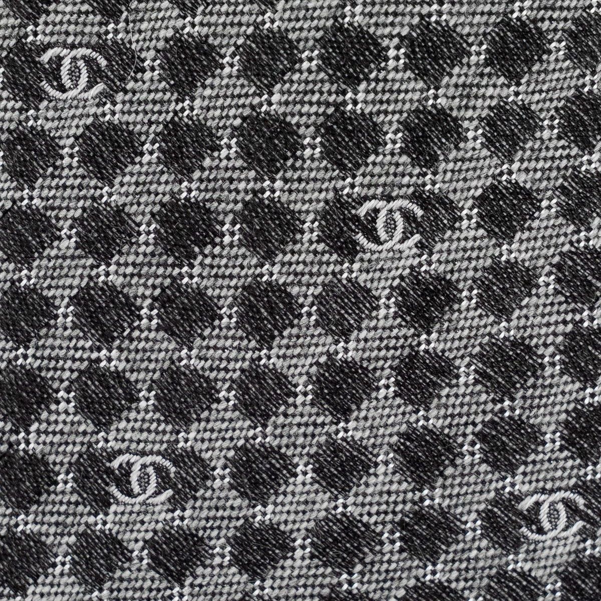 $380 CHANEL PARIS Black / Gray Geometric Tie Cashmere Silk - Made in Italy