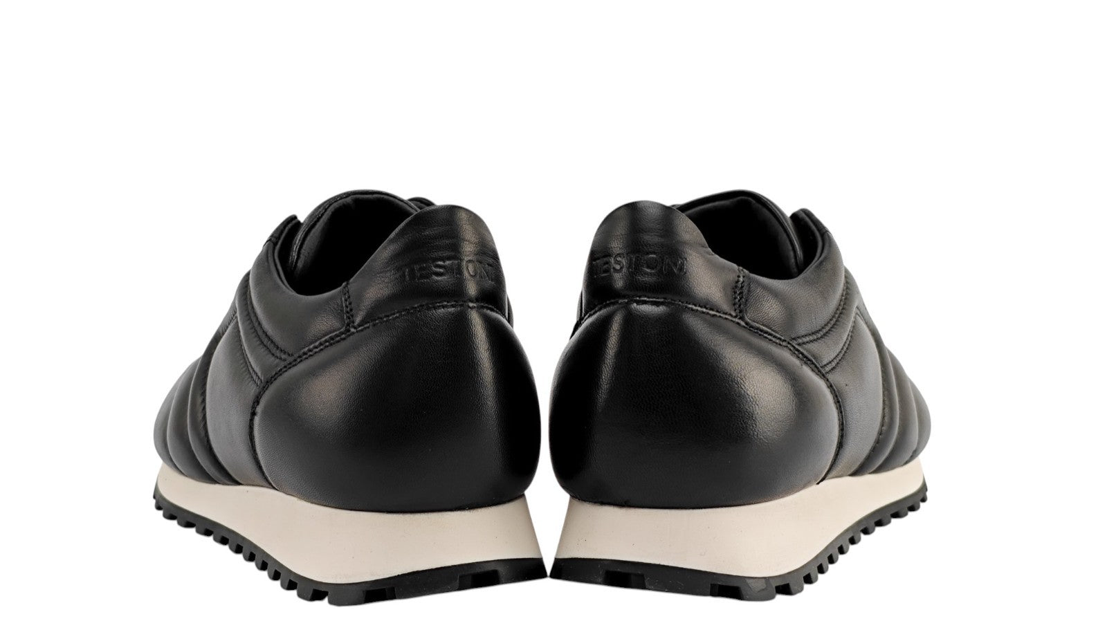 $850 TESTONI BOLOGNA Black Padded Sneaker Shoes Sport Nappa