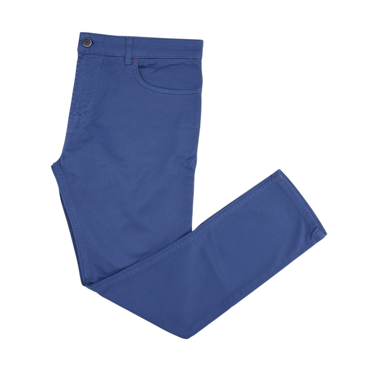 690$ ISAIA NAPOLI Royal Blue Denim 5 Pockets Pant Cotton - Made in Italy