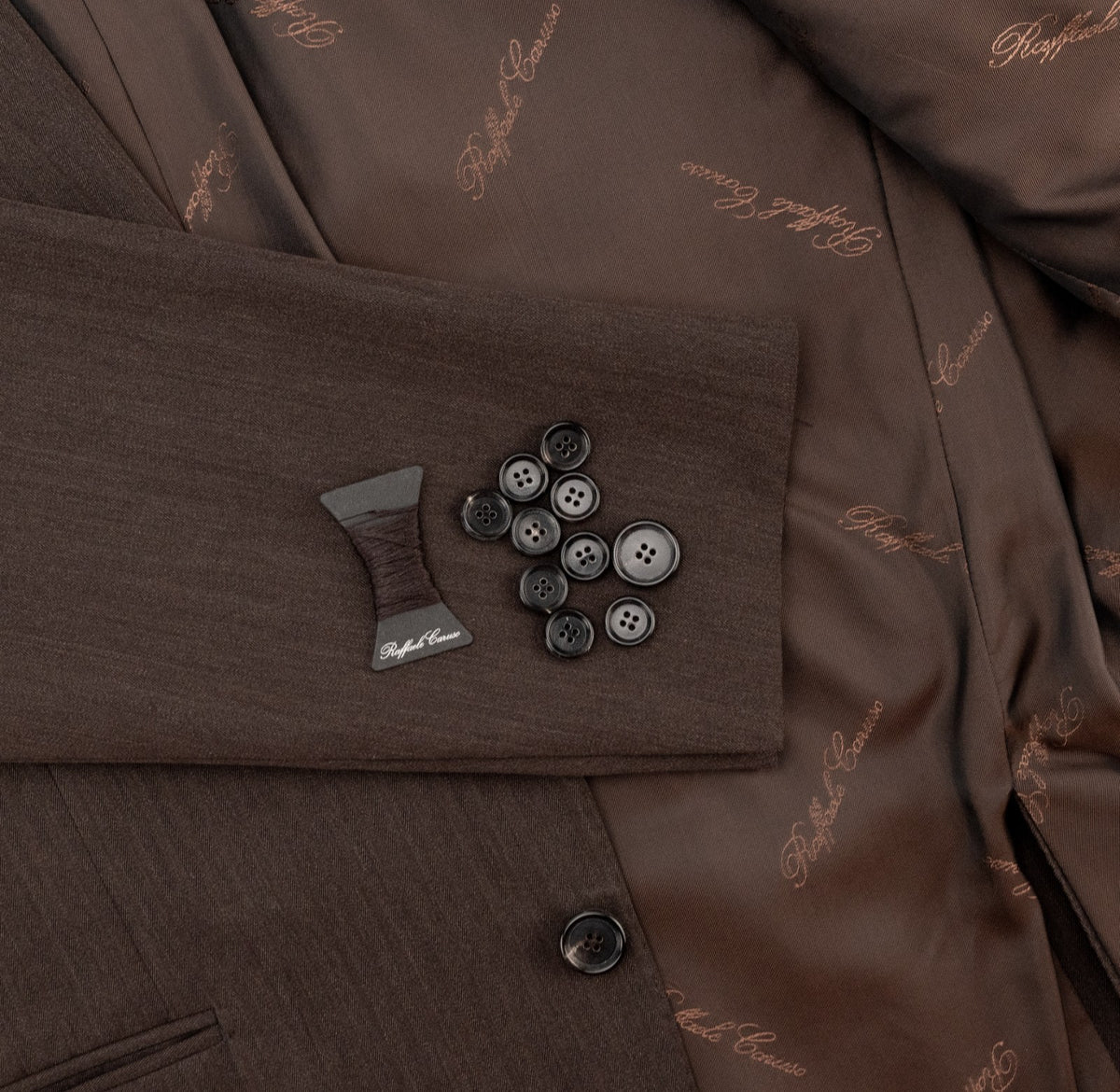$2400 RAFFAELE CARUSO Brown Suit LORO PIANA Wool 130's Herringbone 40 US / 50 EU