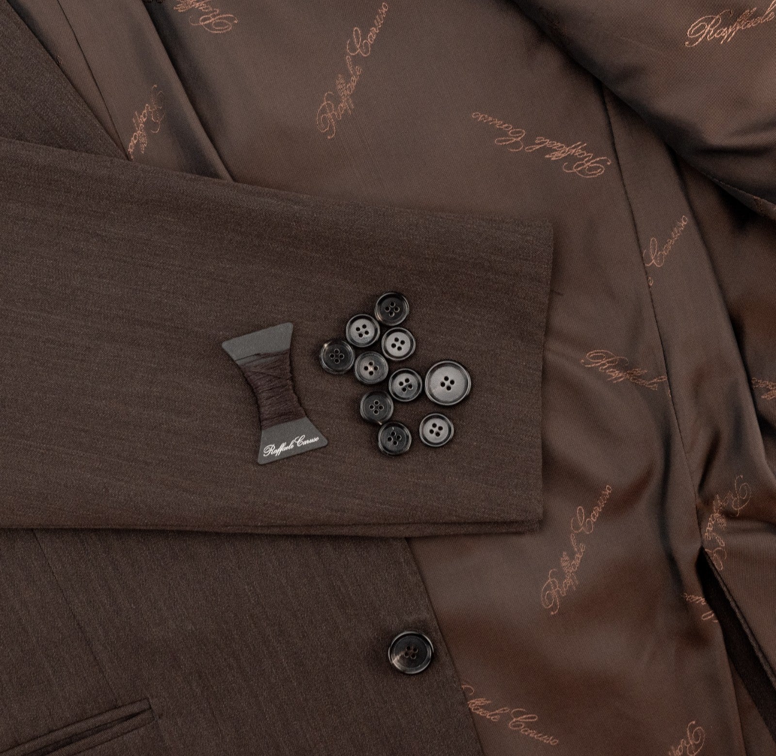 $2400 RAFFAELE CARUSO Brown Suit LORO PIANA Wool 130's Herringbone 40 US / 50 EU