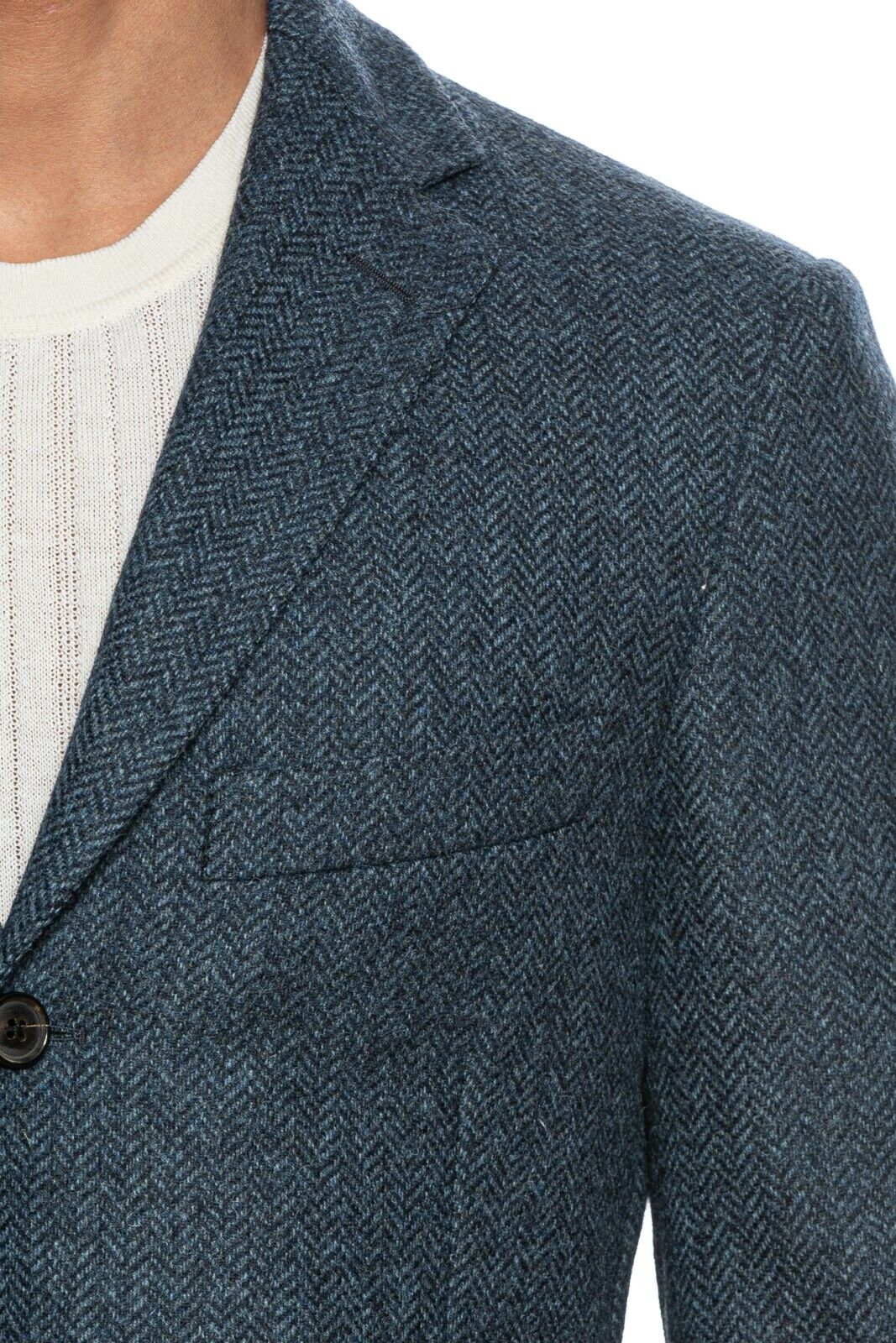 $1795 BELVEST Blue Wool Herringbone Jacket Blazer 46 US  56 EU Drop 7R  F/W 2018