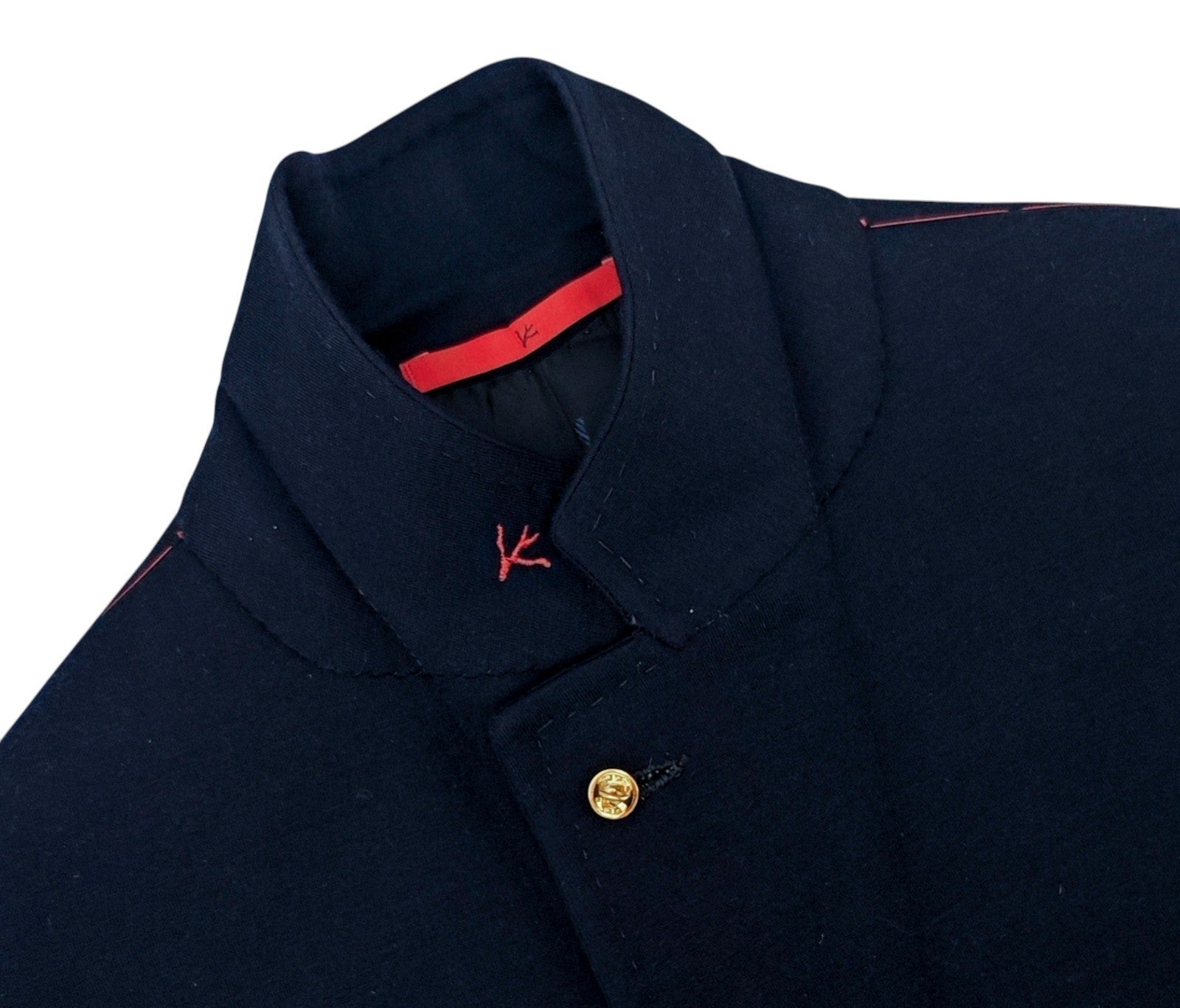 $7250 ISAIA NAPOLI "Domenico" Blue Navy Drawstring Suit Jersey Wool Super 200'