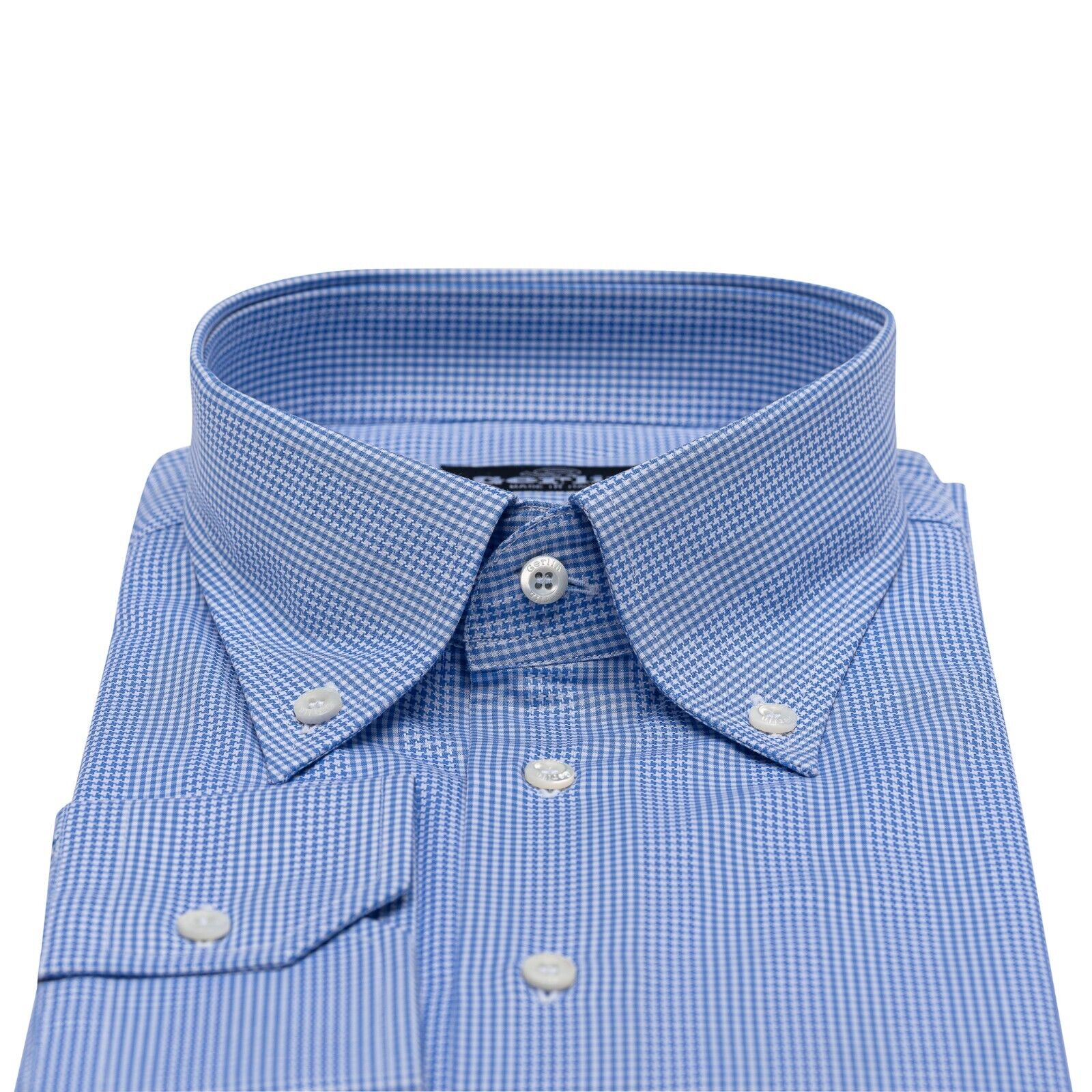 690$ LUXURY GERLIN Shirt Blue Point Collar Cotton 17.75 - 45 2H BIJAN