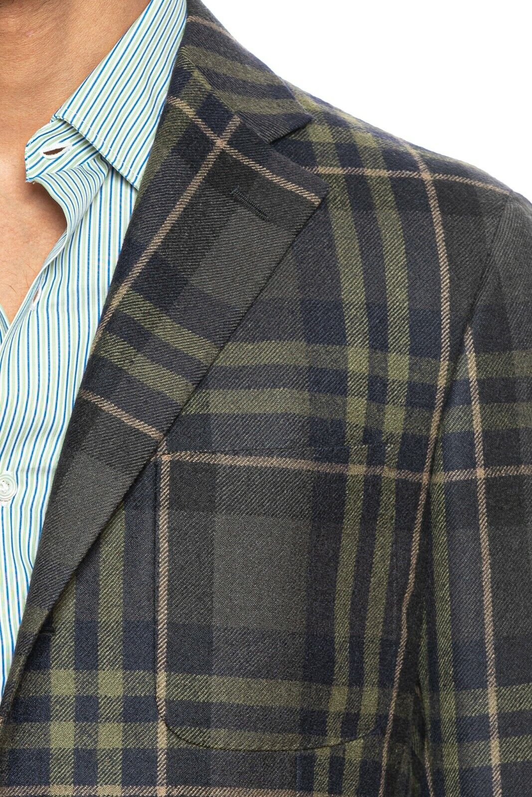 $2295 BELVEST Blue Green Wool Check Jacket Blazer 42 US / 52 EU Drop 7R  
