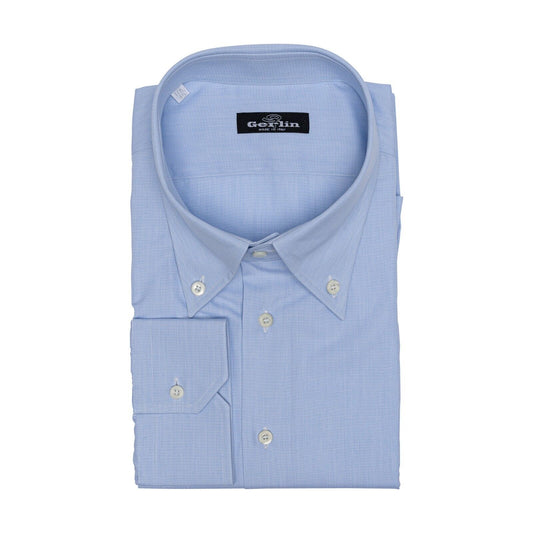 690$ LUXURY GERLIN Shirt Light Blue Button Down Fine Cotton 1AM ZILLI
