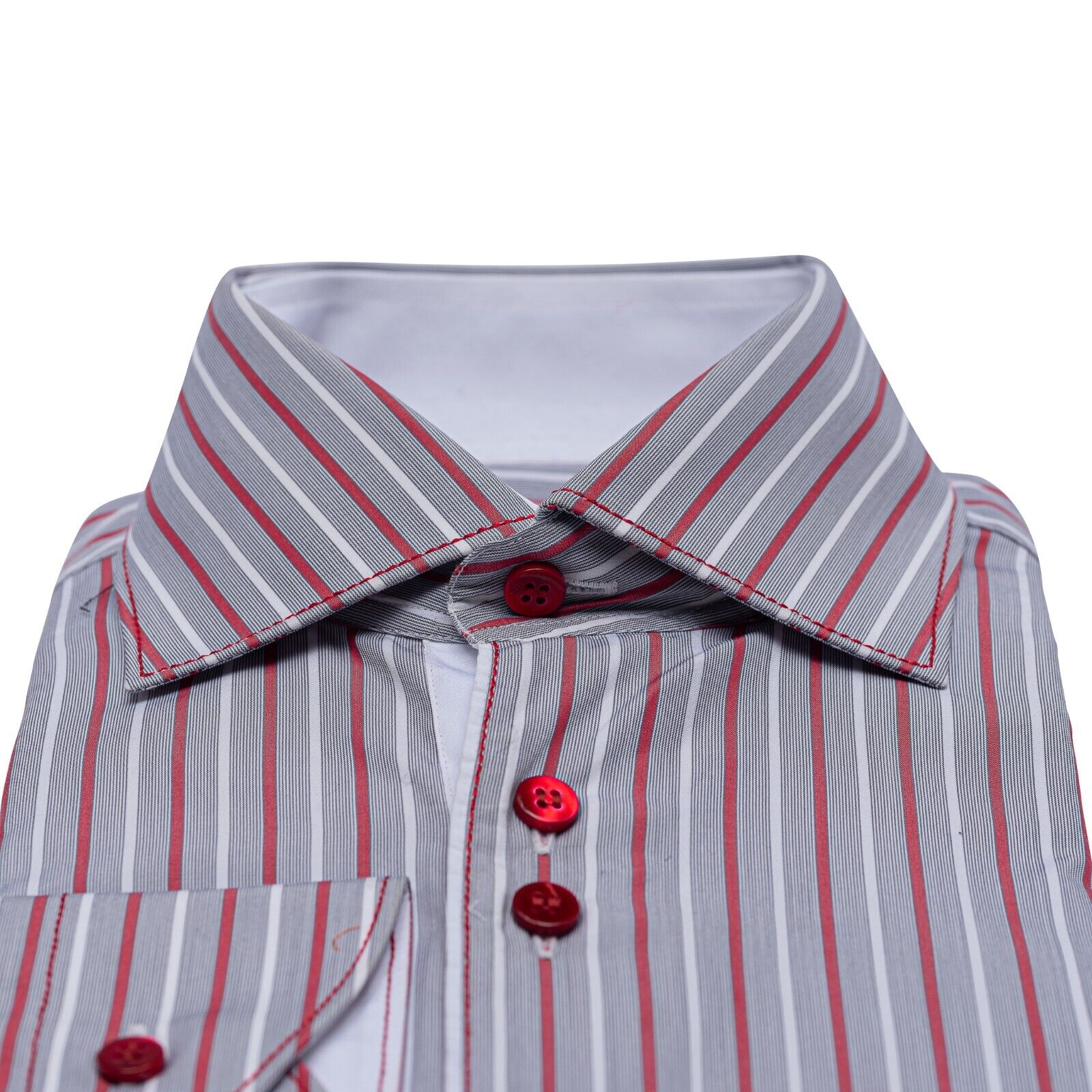 690$ ITALIAN LUXURY GERLIN Shirt Striped Grey Cotton 16 - 41 3I BIJAN