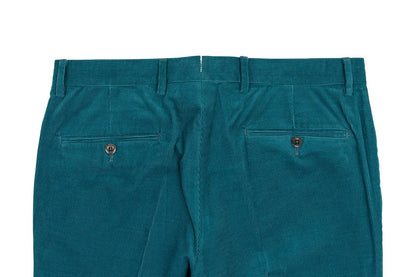 625$ RUBINACCI NAPOLI "Luca" Petroleum Green Cotton Corduroy Pant Made in Napoli