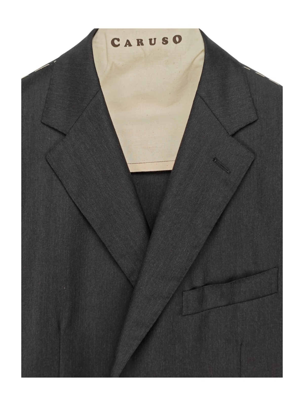 $2200 RAFFAELE CARUSO Gray Solid Suit LORO PIANA Wool Super 150's