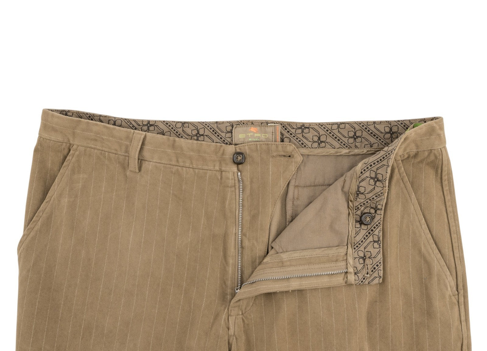 780$ ETRO MILANO Beige Flannel Cotton Pant Straight Leg Made in Italy