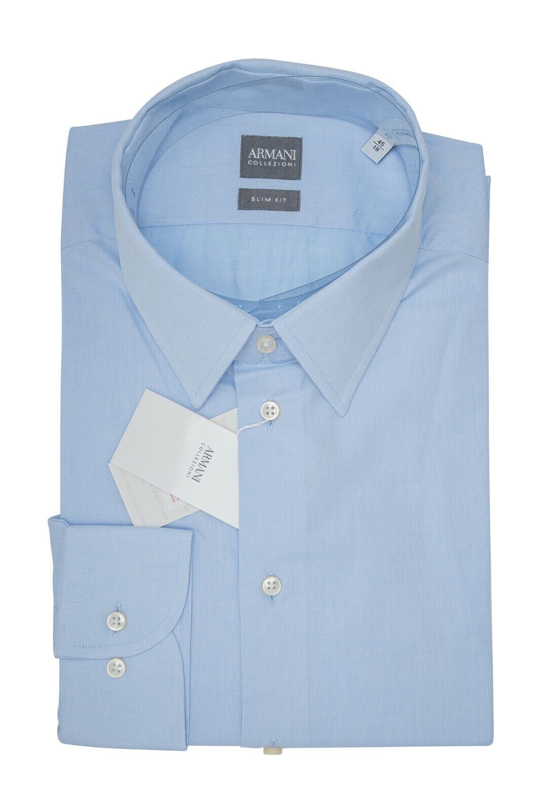 189$ GIORGIO ARMANI COLLEZIONI Modern Dress Shirt Cotton Light Blue Slim Fit  5L