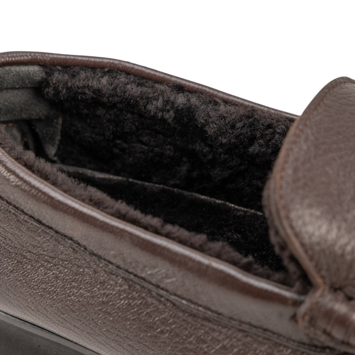 1300$ TESTONI "Gargano" Loafer Shoes Deer + Fur Lining Cigar 8 UK / 9 US / 42 IT