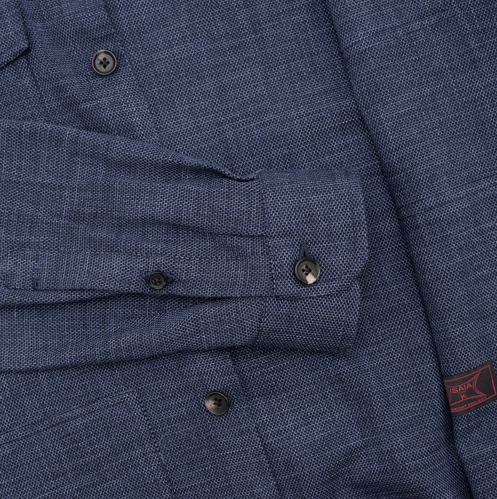 $1650 ISAIA "Comfort Project" Blue Hand-Sewn Overshirt Jacket Wool Silk Size L