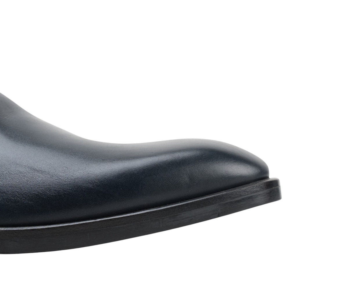 1400$ TESTONI Slip On Shoes Lux Calf+Saffiano Calf Blue Navy 8 UK / 9 US / 42 IT