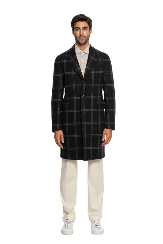 $1600 BOGLIOLI Single Braested Black Coat K.Jacket Flannel Wool 38 US / 48 EU