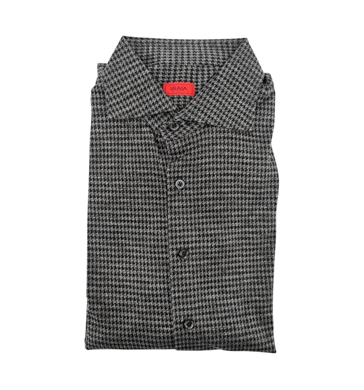1650$ ISAIA "Comfort Project" Gray Shirt Houndstooth 100% Cashmere 16.5 - 42