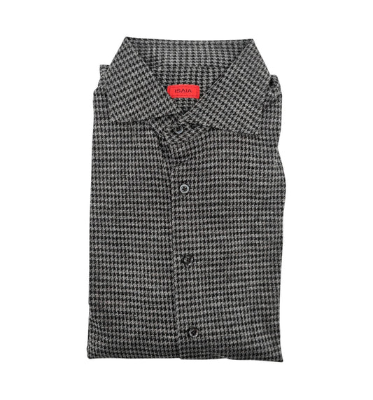 1650$ ISAIA "Comfort Project" Gray Shirt Houndstooth 100% Cashmere 16.5 - 42