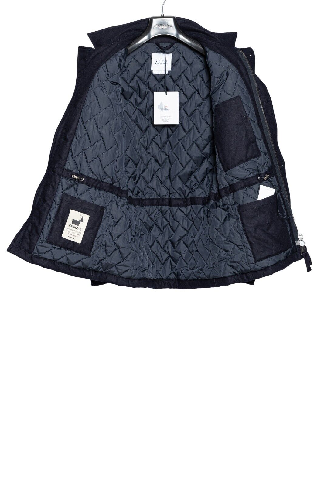800$ M.I.D.A TOKYO-FIRENZE Field Jacket Blue Wool Filled in CASHPAD  38 US 48 EU