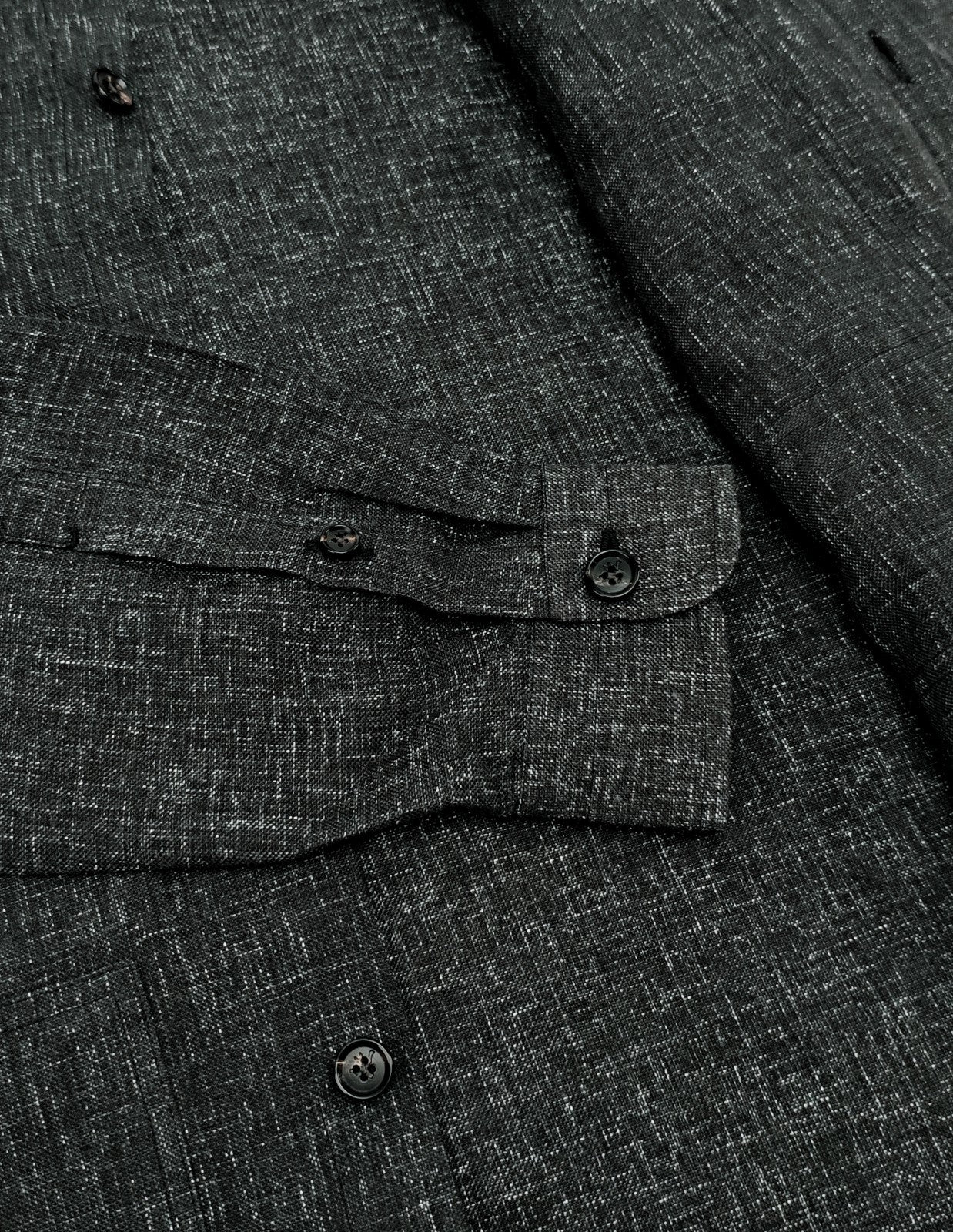 $1350 ISAIA NAPOLI Dark Gray Hand-Sewn Overshirt Jacket Linen - Wool Size S