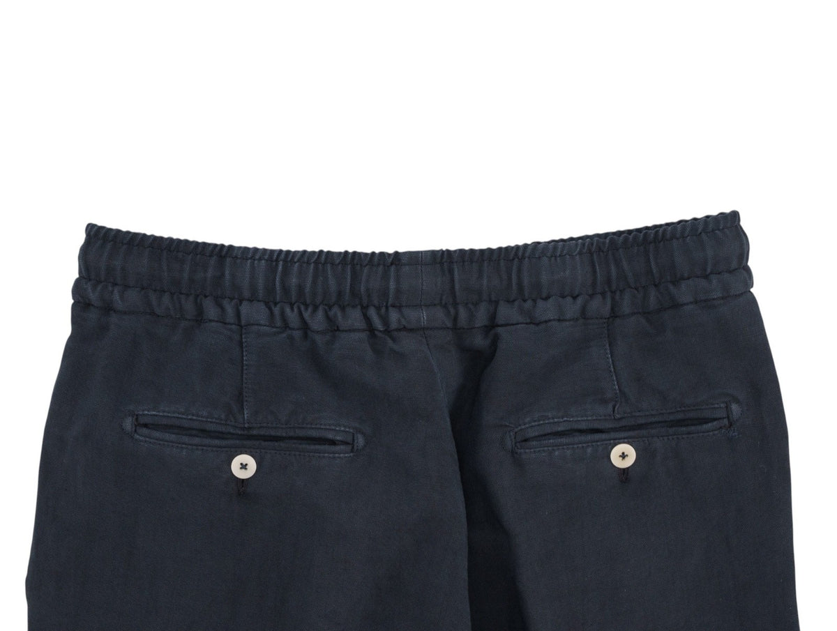 1050$ ISAIA NAPOLI Blue Navy Drawstring Pant Cotton Slim Tapered 32 US / 48 EU