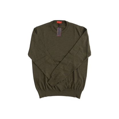 1100$ ISAIA NAPOLI Dark Green Sweater Crewneck 100% Wool Size S