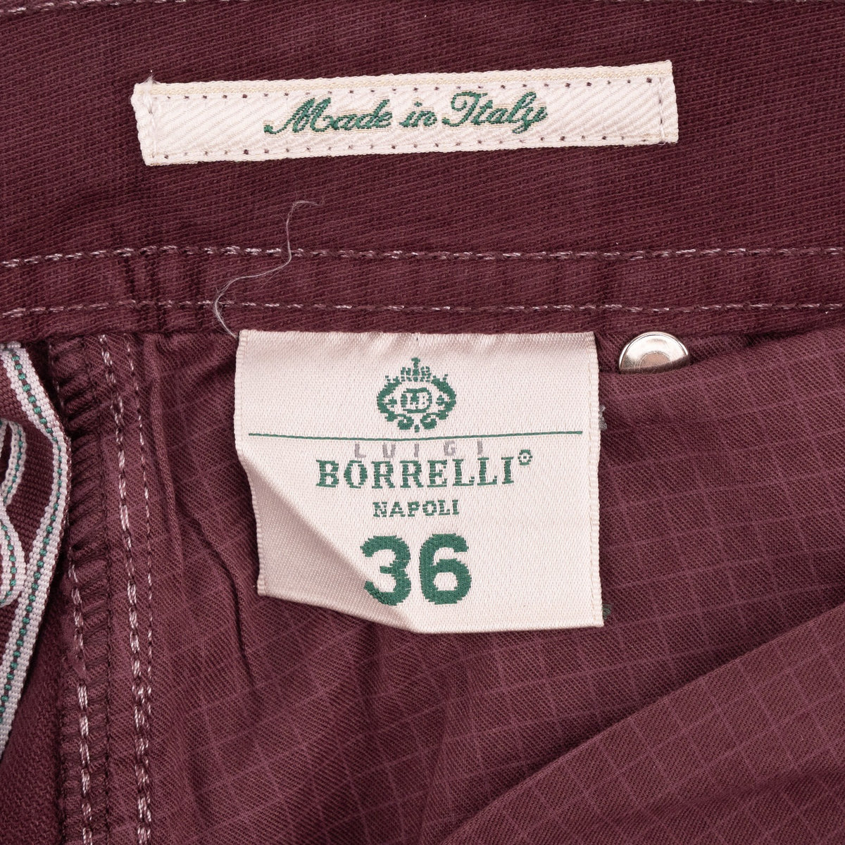 415$ LUIGI BORRELLI NAPOLI Burgundy Jeans Cotton 36 US / 52 EU - Made in Italy