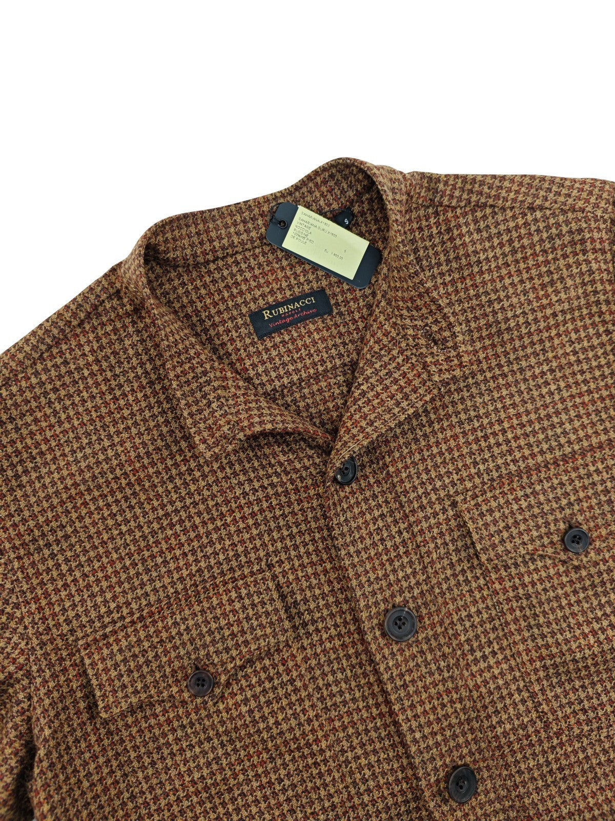 $2120 RUBINACCI Brown Houndstooth Sahariana Guru Jacket 100% Cashmere Size S