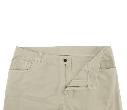 690$ ISAIA NAPOLI Beige Denim Cotton Stretch 5 Pockets Pant Regular 42 US 58 EU