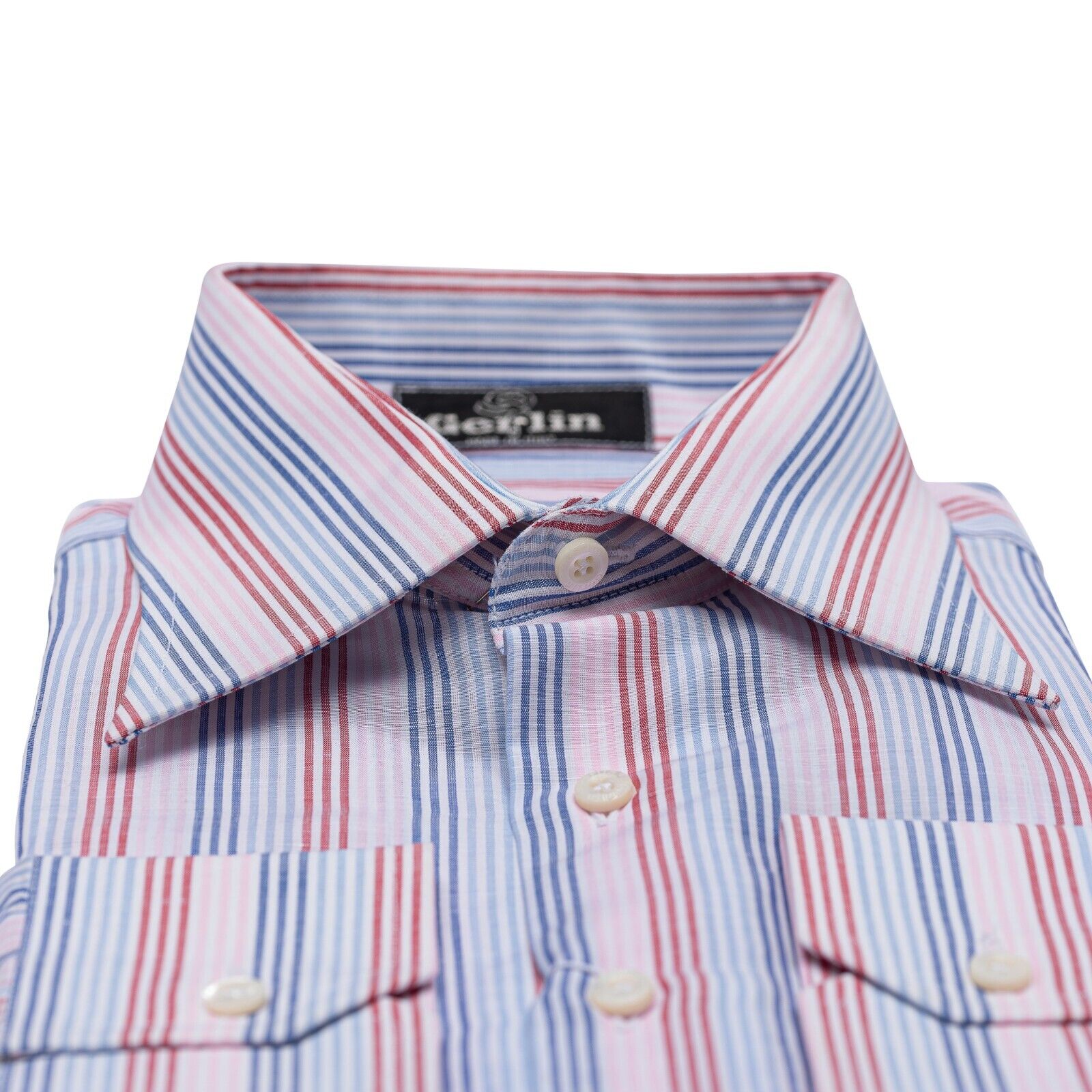 690$ ITALIAN LUXURY GERLIN Shirt Striped Cotton & Linen 16 - 41  3Z ZILLI