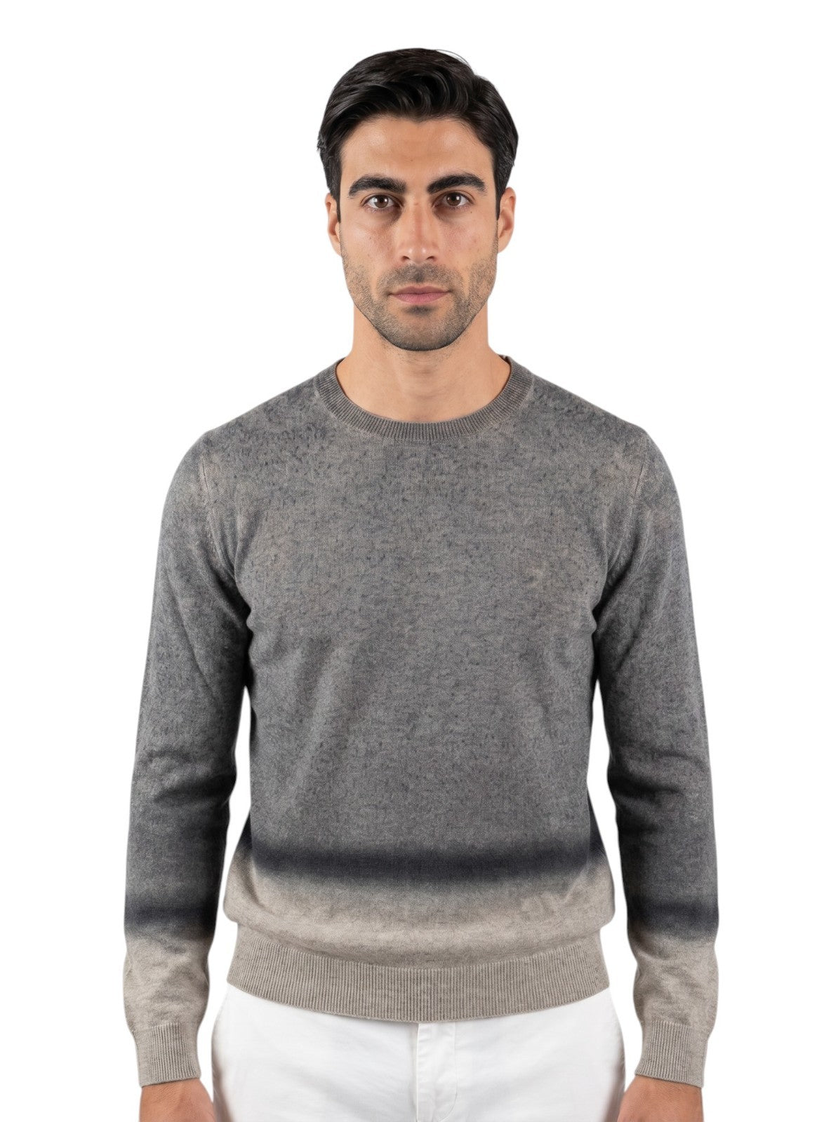 2200$ ISAIA NAPOLI Gray Crewneck Sweater Ultra Soft Cashmere - Silk Size M