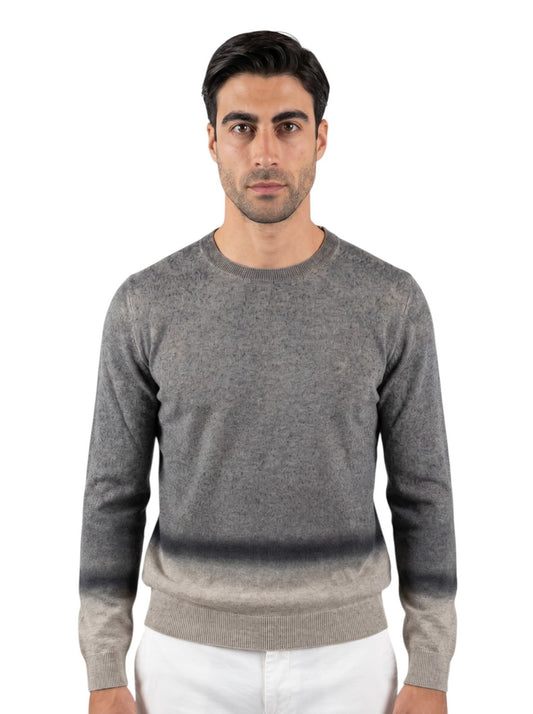 2200$ ISAIA NAPOLI Gray Crewneck Sweater Ultra Soft Cashmere - Silk Size M