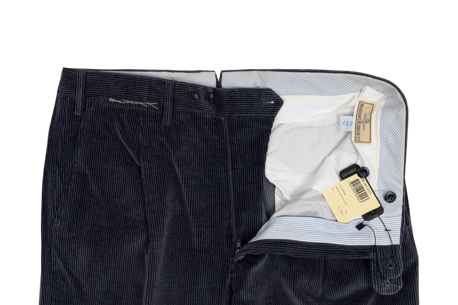 625$ RUBINACCI NAPOLI "Luca" Gray Ice Cotton Corduroy Trouser Pant