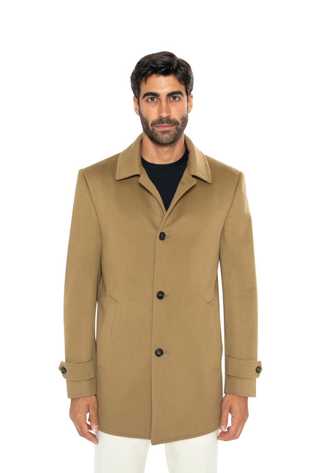 5900$ ISAIA NAPOLI Camel Single Breasted Overcoat Coat Wool 38 US / 48 EU