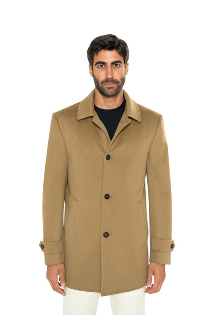 5900$ ISAIA NAPOLI Camel Single Breasted Overcoat Coat Wool 38 US / 48 EU