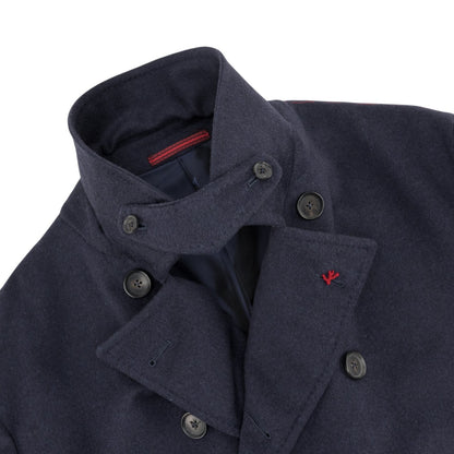 7250$ ISAIA APOLI Blue Navy Peacoat Coat Wool - Cashmere 50 US / 60 EU R