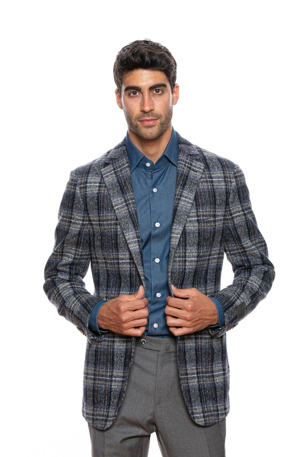 $2039 BELVEST Blue Gray Baby Alpaca Jacket Blazer 44 US / 54 EU Drop 7R 