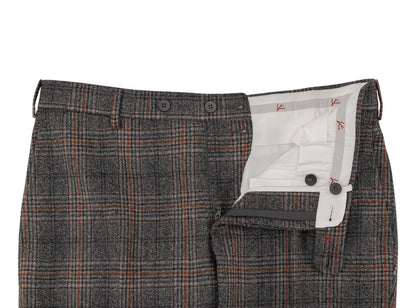1650$ ISAIA Hand-Sewn Tapered Dress Pant Flannel Wool 130's Gray 32 US / 48 EU