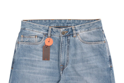 690$ ISAIA NAPOLI Light Blue Denim 5 Pockets Jeans Trousers Pant Regular Cotton
