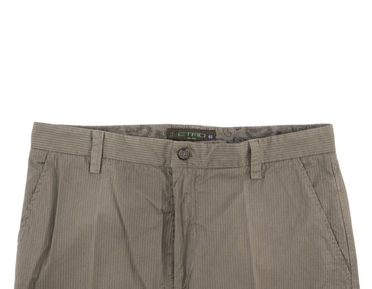 780$ ETRO MILANO Taupe Gray Fine Cotton Pant Straight Leg Made in Italy