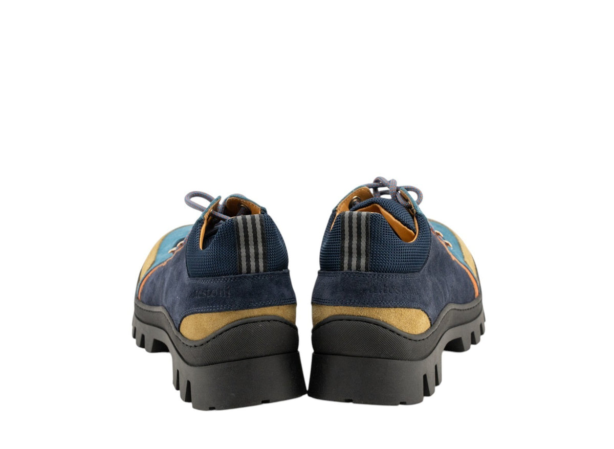 700$ TESTONI Sneaker Oxford Suede + Tech Fabr. Multi Blue 8 UK  / 9 US / 42 IT