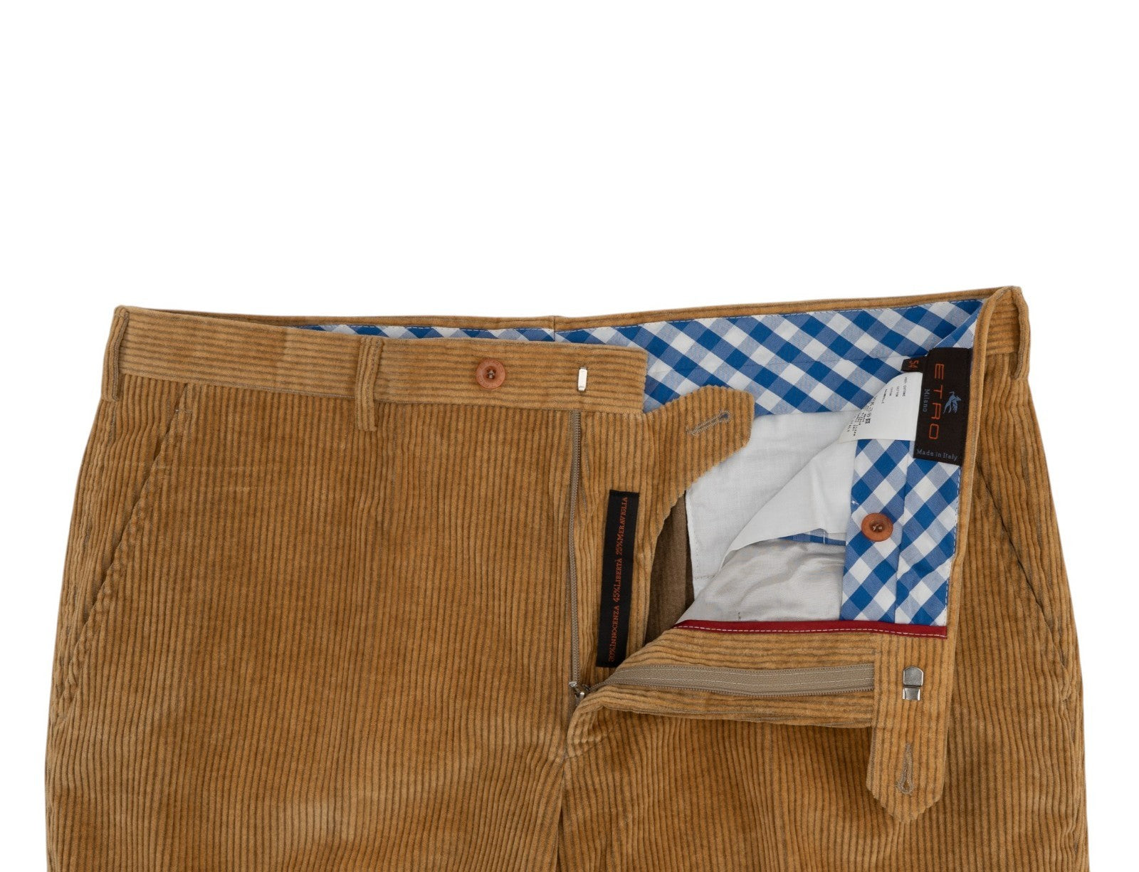 780$ ETRO MILANO Caramel Brown Corduroy Cotton Pant Straight Leg 38 US / 54 EU