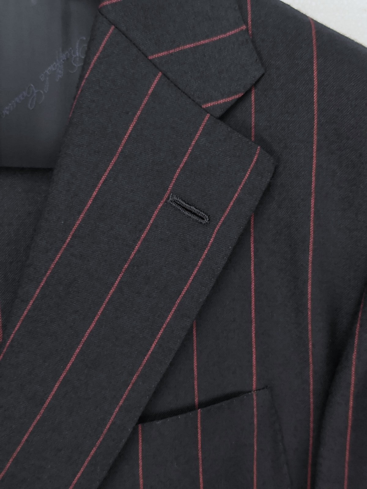 $1800 RAFFAELE CARUSO Blue Navy Striped Suit SuperFine Wool 40 US / 50 EU  8R